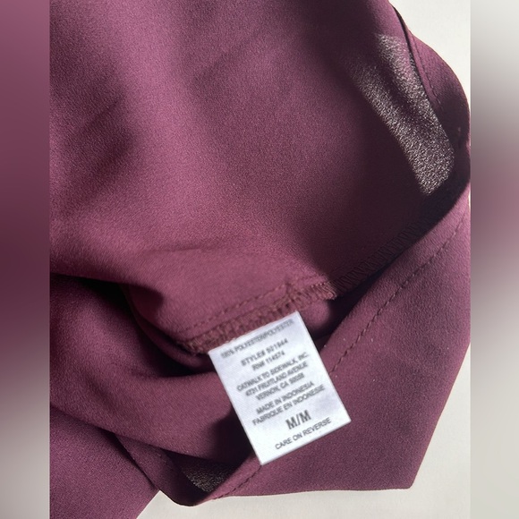PLEIONE burgundy crepe chiffon top Nordstrom M - Picture 5 of 11